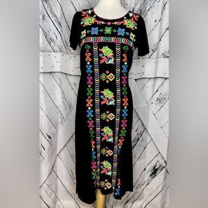 Shoreline Black Embroidered Floral Dress S